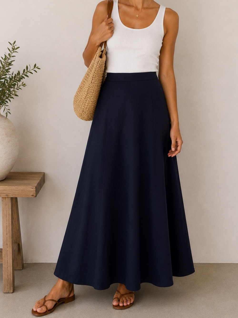 NWT Abercrombie & Fitch Dark Navy A-Line Maxi Skirt